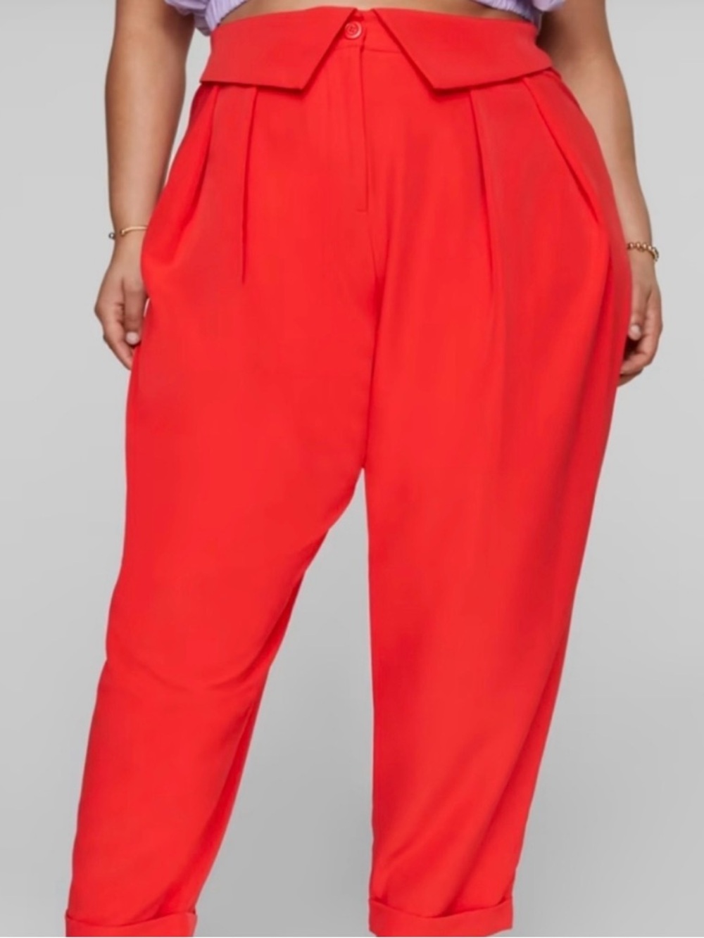 Fashion to Figure Wide-Leg Pleated Pants in Red